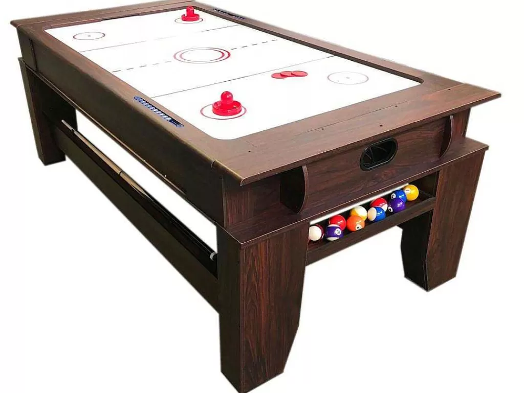 Jogo De Interior*ELITESHOPPING Mesa De Sinuca Multijogos De 7 Pés Com Air Hockey Panther