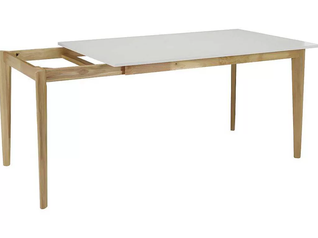 Promoções Sala*Vente-unique Mesa Para Refeicoes Extensivel Carine - 6 Ate 8 Lugares - Arvore Da Borracha Macica E Mdf - Branco