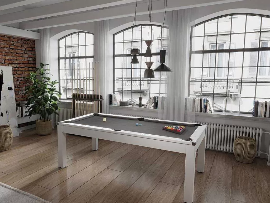 Jogo De Interior*Vente-unique Mesa Transformavel De Bilhar E Pingpong Cor Branca De C182 X L102 X A80 Cm - Henk