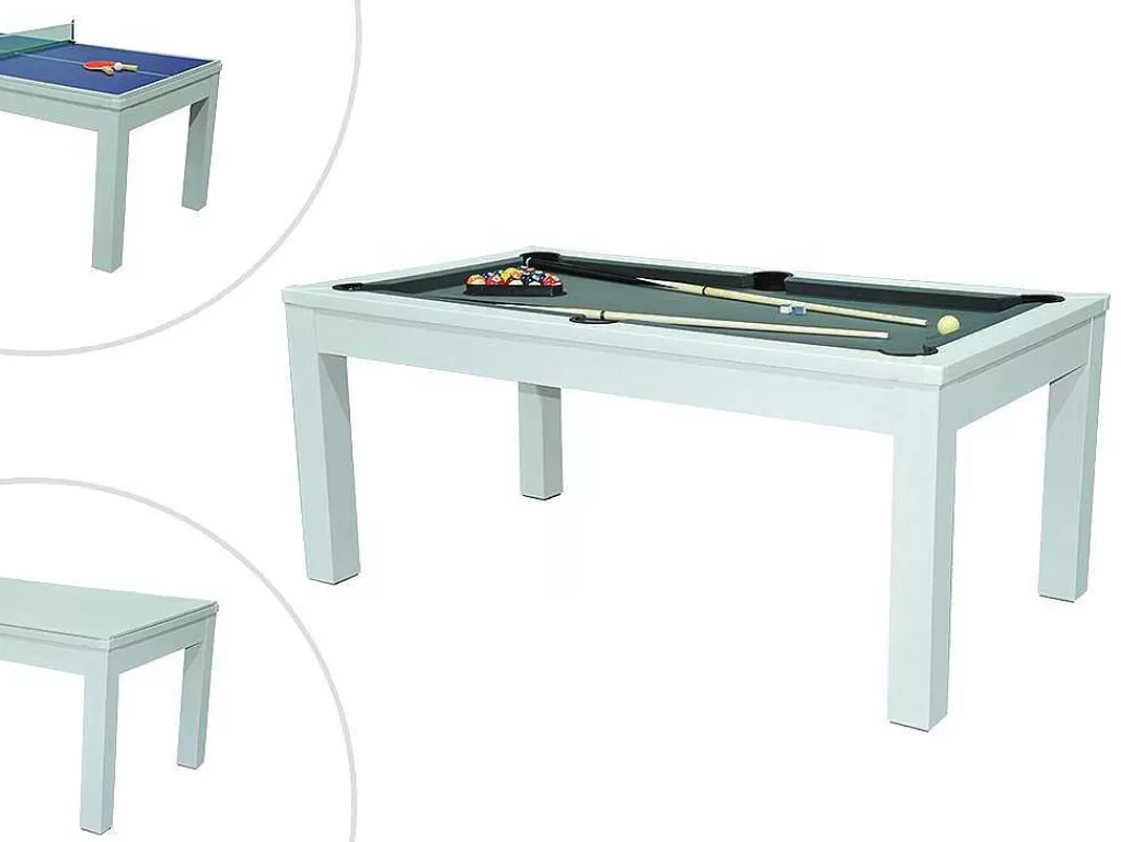 Jogo De Interior*Vente-unique Mesa Transformavel De Bilhar E Pingpong Cor Branca De C182 X L102 X A80 Cm - Henk