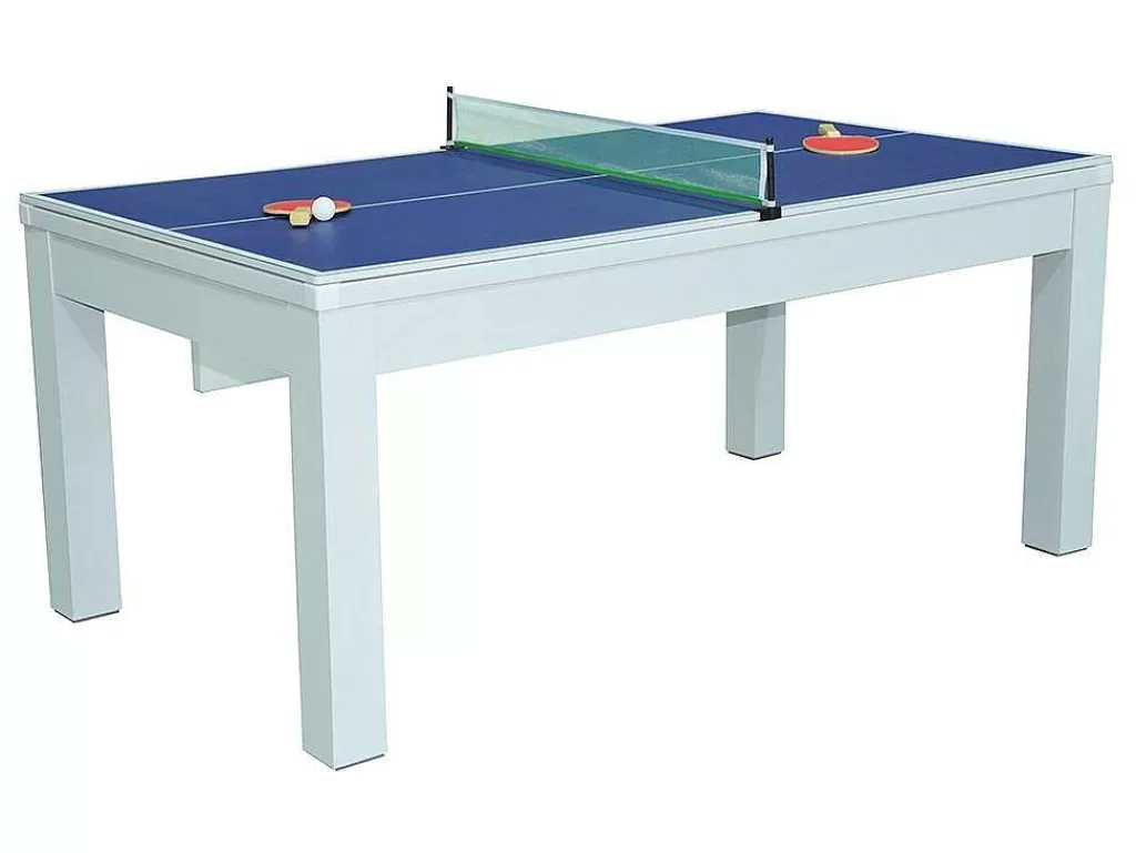 Jogo De Interior*Vente-unique Mesa Transformavel De Bilhar E Pingpong Cor Branca De C182 X L102 X A80 Cm - Henk