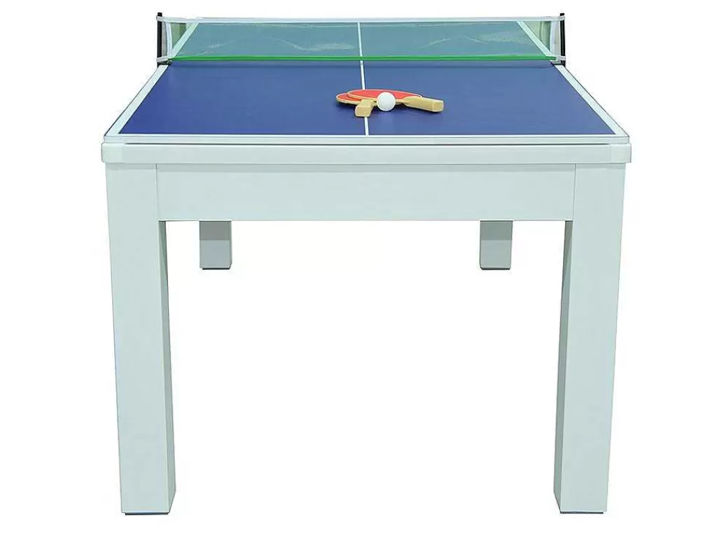 Jogo De Interior*Vente-unique Mesa Transformavel De Bilhar E Pingpong Cor Branca De C182 X L102 X A80 Cm - Henk