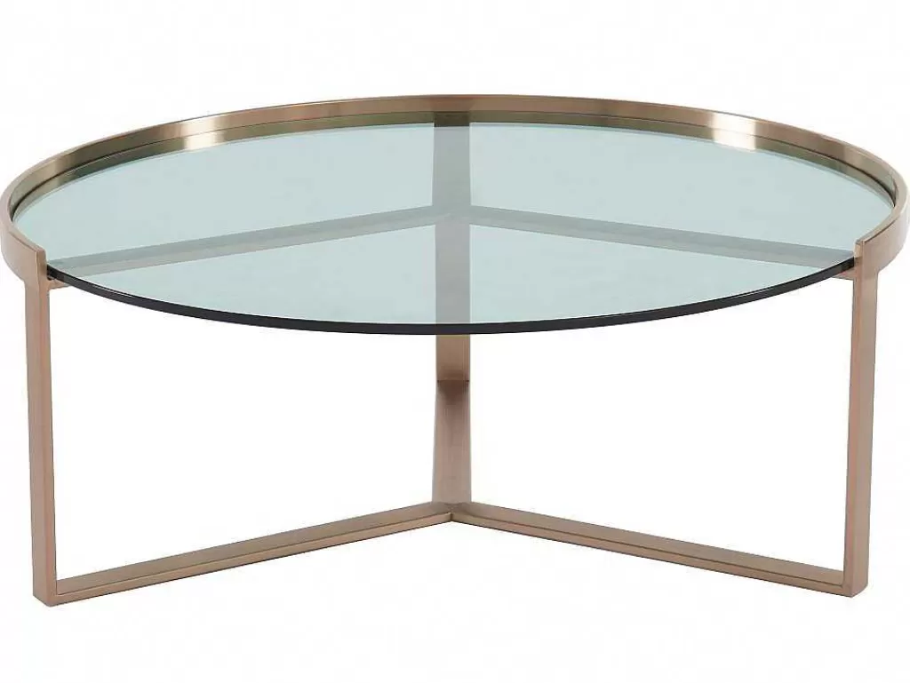 Mesa De Centro*Vente-unique Mesas De Centro De Encaixar Em Vidro Temperado E Aco Inoxidavel Transparente E Acobreado - Baseri