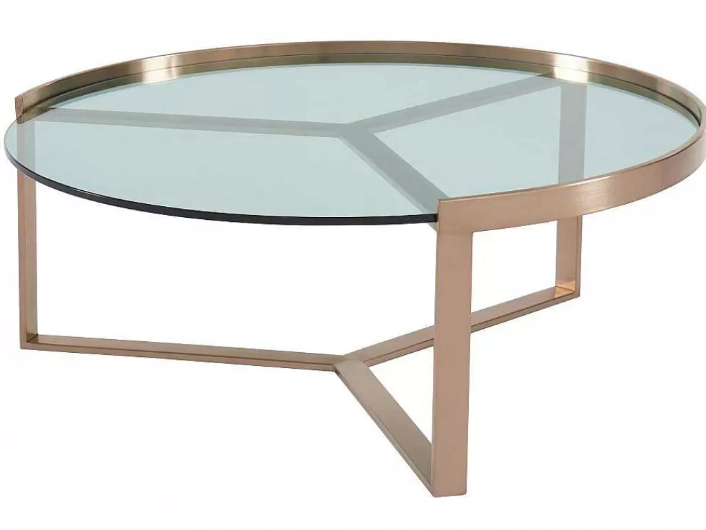 Mesa De Centro*Vente-unique Mesas De Centro De Encaixar Em Vidro Temperado E Aco Inoxidavel Transparente E Acobreado - Baseri