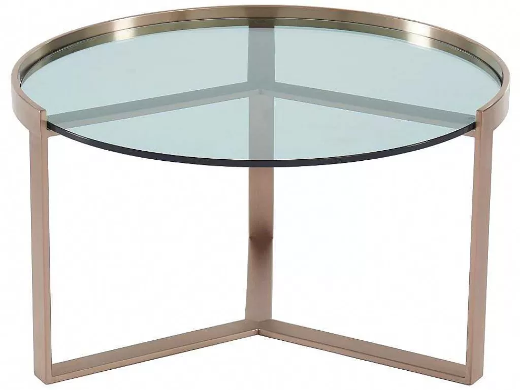Mesa De Centro*Vente-unique Mesas De Centro De Encaixar Em Vidro Temperado E Aco Inoxidavel Transparente E Acobreado - Baseri