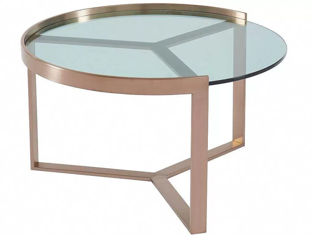 Mesa De Centro*Vente-unique Mesas De Centro De Encaixar Em Vidro Temperado E Aco Inoxidavel Transparente E Acobreado - Baseri