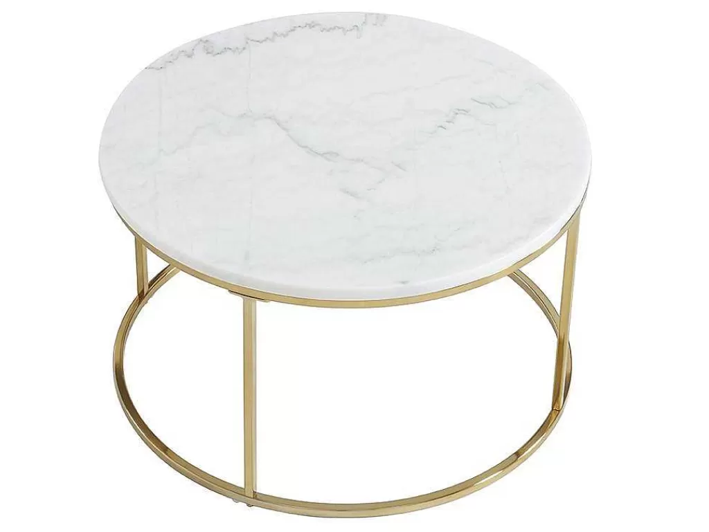 Mesa De Centro*PASCAL MORABITO Mesas De Centro Empilhaveis Em Marmore Branco E Metal Dourado - Angela De