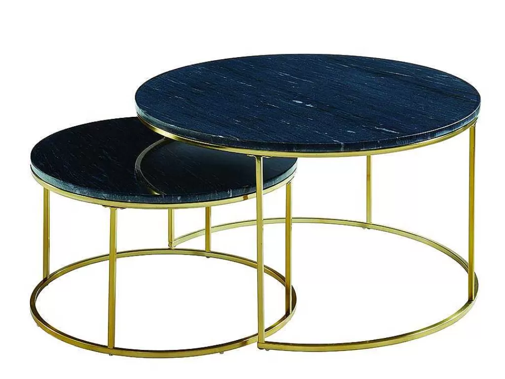 Mesa De Centro*PASCAL MORABITO Mesas De Centro Empilhaveis Em Marmore Branco E Metal Dourado - Angela De