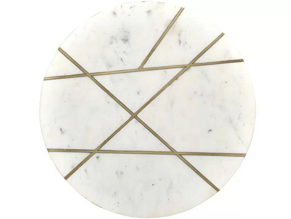 Mesa De Centro*Vente-unique Mesas De Centro Empilhaveis Em Marmore Branco E Metal Dourado - Ornea