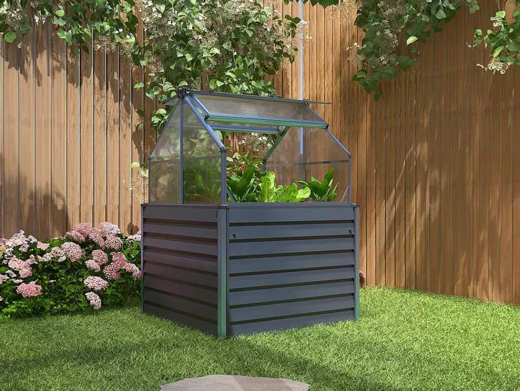 Estufas De Jardim*EXPERTLAND Mini Estufa Em Policarbonato E Estrutura Em Aluminio C120 X L120 X A169 Cm Antracite - Genista