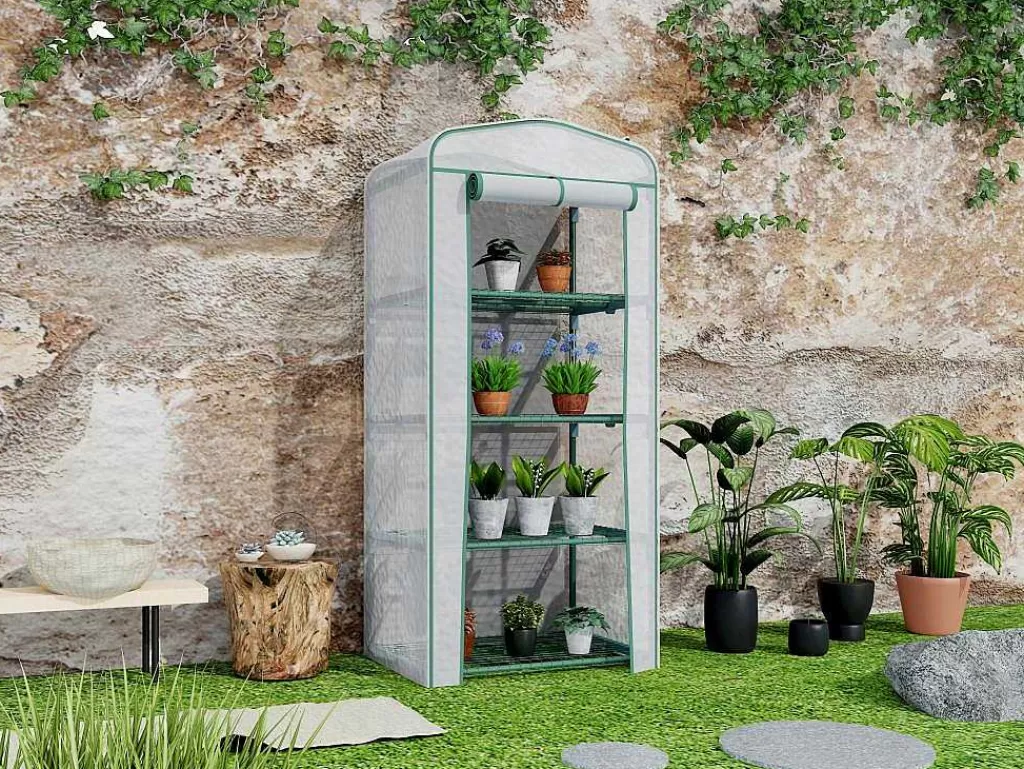 Estufas De Jardim*EXPERTLAND Mini Estufa Flexivel De Varanda Com Estrutura Em Aco Tigridia 0,35 M