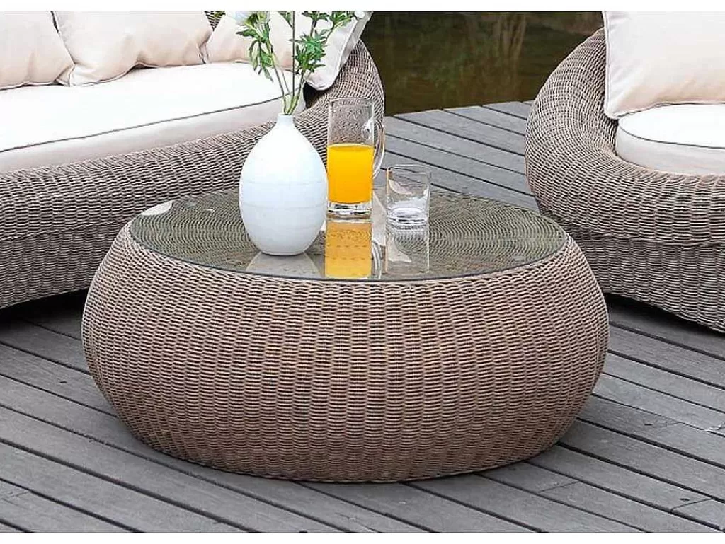 Conjunto Relax De Jardim*MYLIA Mobiliário De Jardim Em Resina Entrancada Caramel: Sofá, 2 Cadeiroes E Mesa De Centro - Whiteheaven