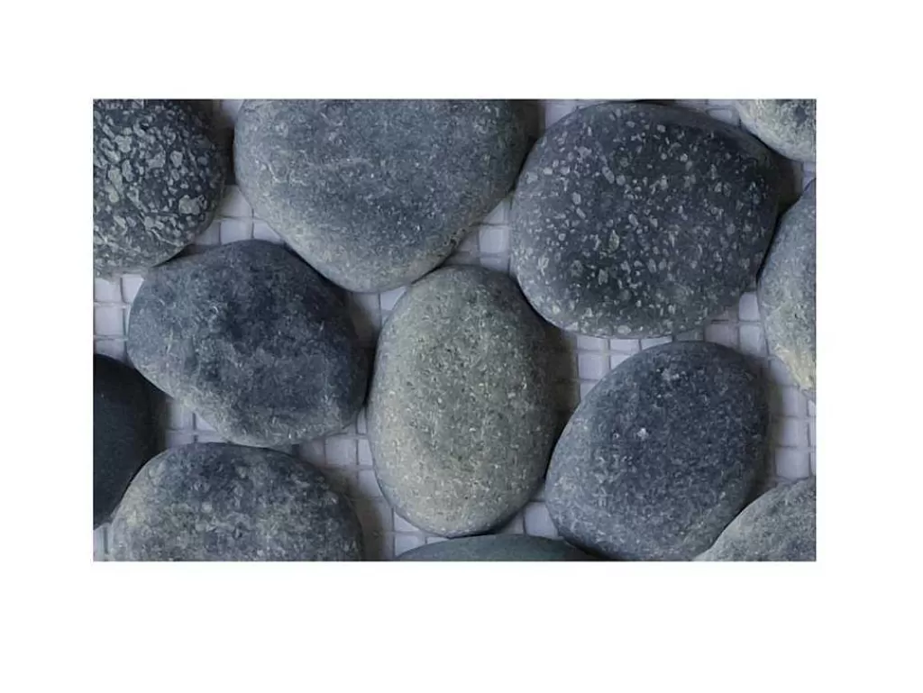 Mosaico*BRICOSOL Mosaico De Chao E De Parede Seixos Naturais Cinza Antracite Pack De 1 M - Ola