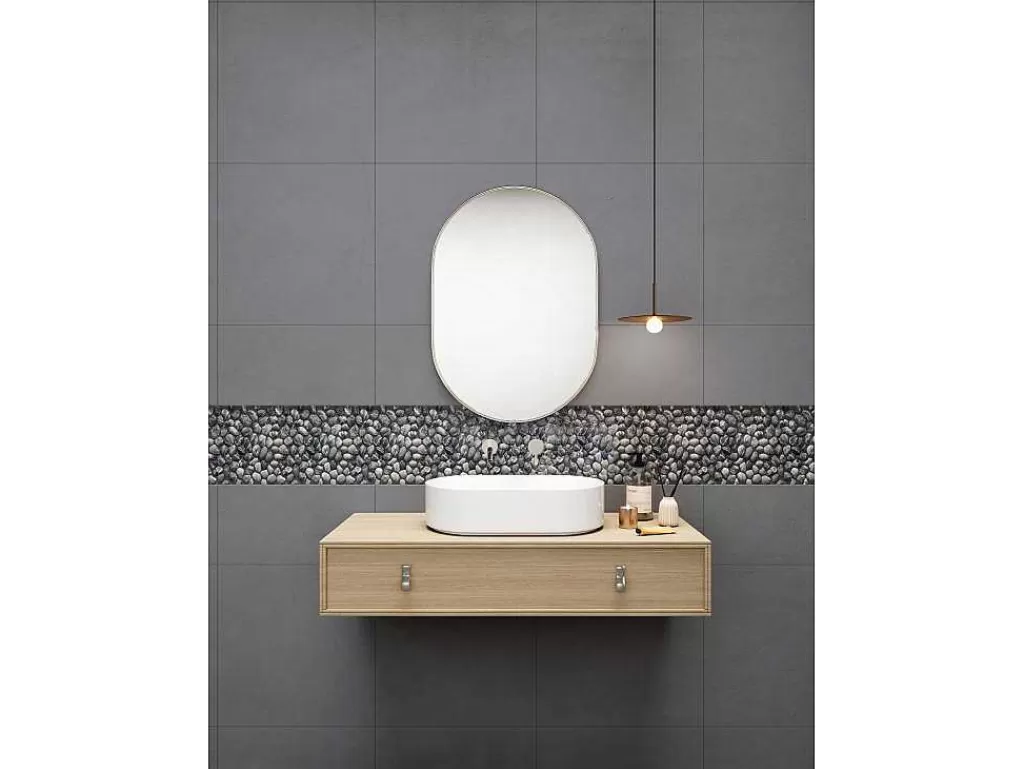 Mosaico*BRICOSOL Mosaico De Chao E De Parede Seixos Naturais Cinza Antracite Pack De 1 M - Ola