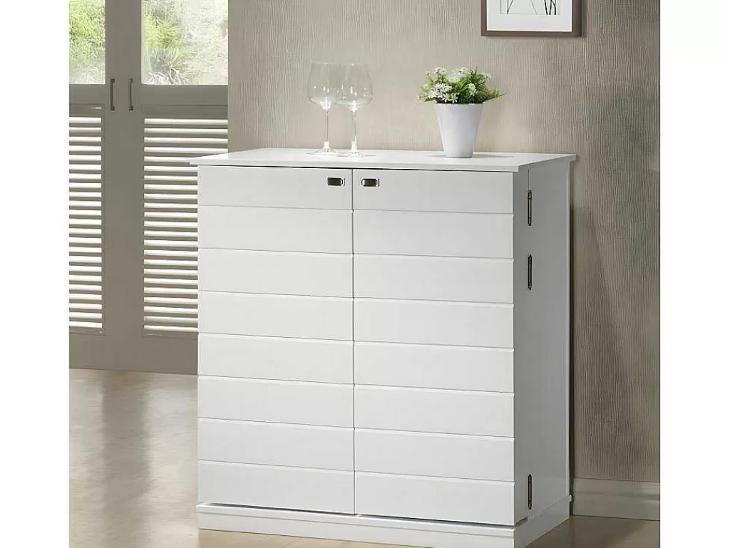 Móvel De Bar*Vente-unique Móvel Bar Gordon - Seringueira E Mdf - Cor Branco