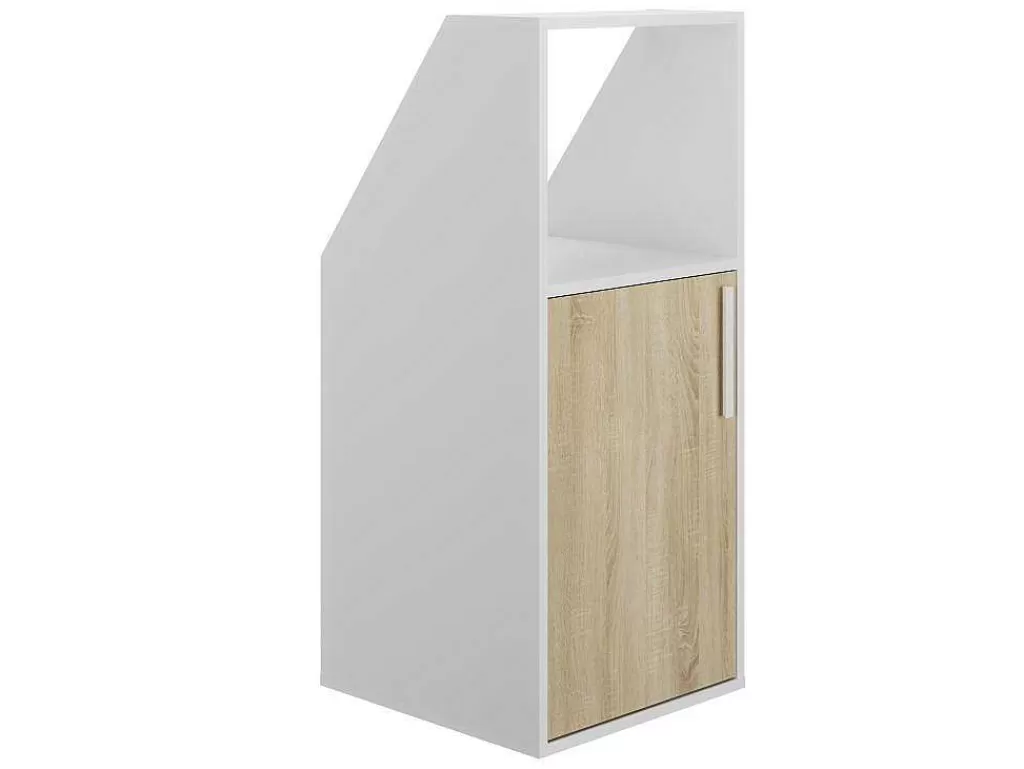 Arrumação E Acessórios De Quarto*Vente-unique Móvel Com Inclinacao 1 Porta E 1 Nicho Branco E Natural - Adezio