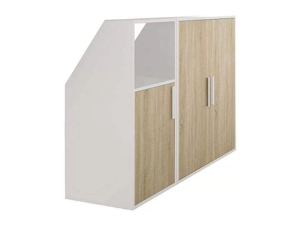 Arrumação E Acessórios De Quarto*Vente-unique Móvel Com Inclinacao 3 Portas E 1 Nicho Branco E Natural - Adezio