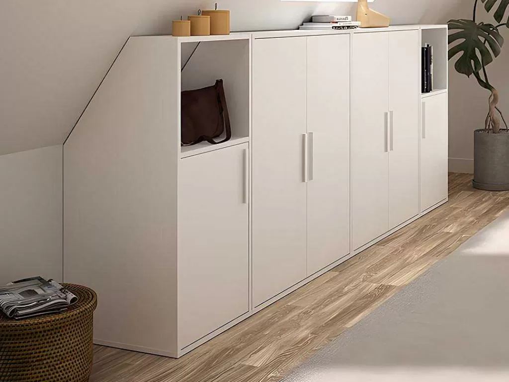 Arrumação E Acessórios De Quarto*Vente-unique Móvel Com Inclinacao 6 Portas E 2 Nichos Branco - Adezio