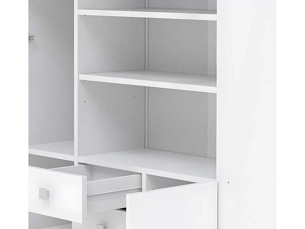 Coluna De Casa De Banho*Vente-unique Móvel Com Varios Espacos De Arrumação E Com Espelho Cor Branco - Muliran