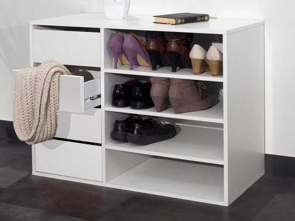 Sapateira*Vente-unique Móvel De Arrumação Emeric - 4 Gavetas E 4 Nichos - Branco