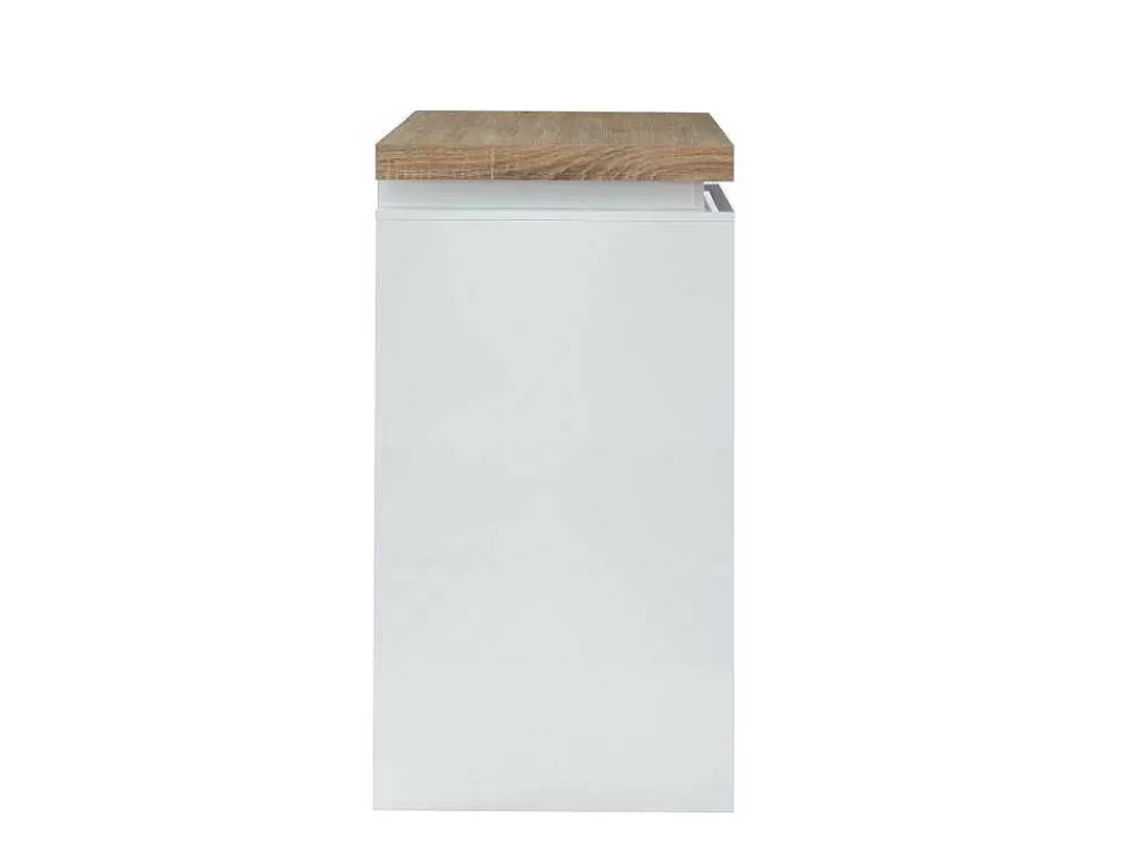 Móvel De Bar*Vente-unique Móvel De Bar Em Mdf Lacado A Branco A Leds De Cor Branco E Carvalho - Halo Ii