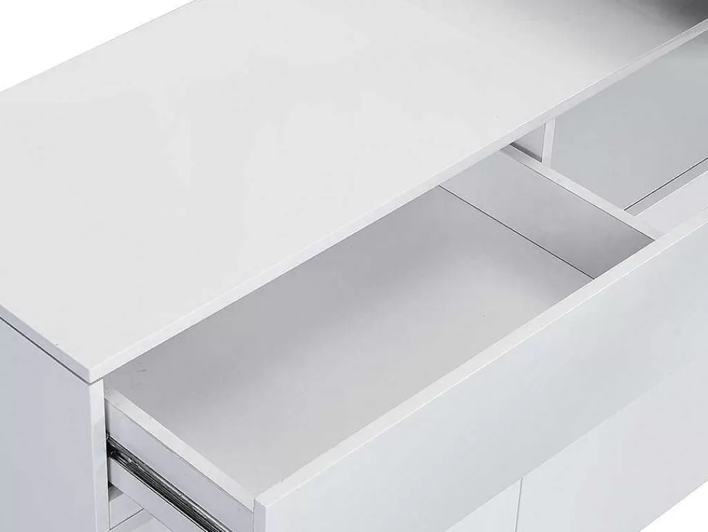 Móvel De Bar*Vente-unique Móvel De Bar Giratorio Com 2 Portas, 1 Gaveta E 1 Nicho Em Mdf Lacado A Branco E Cinza Cimento - Eldir