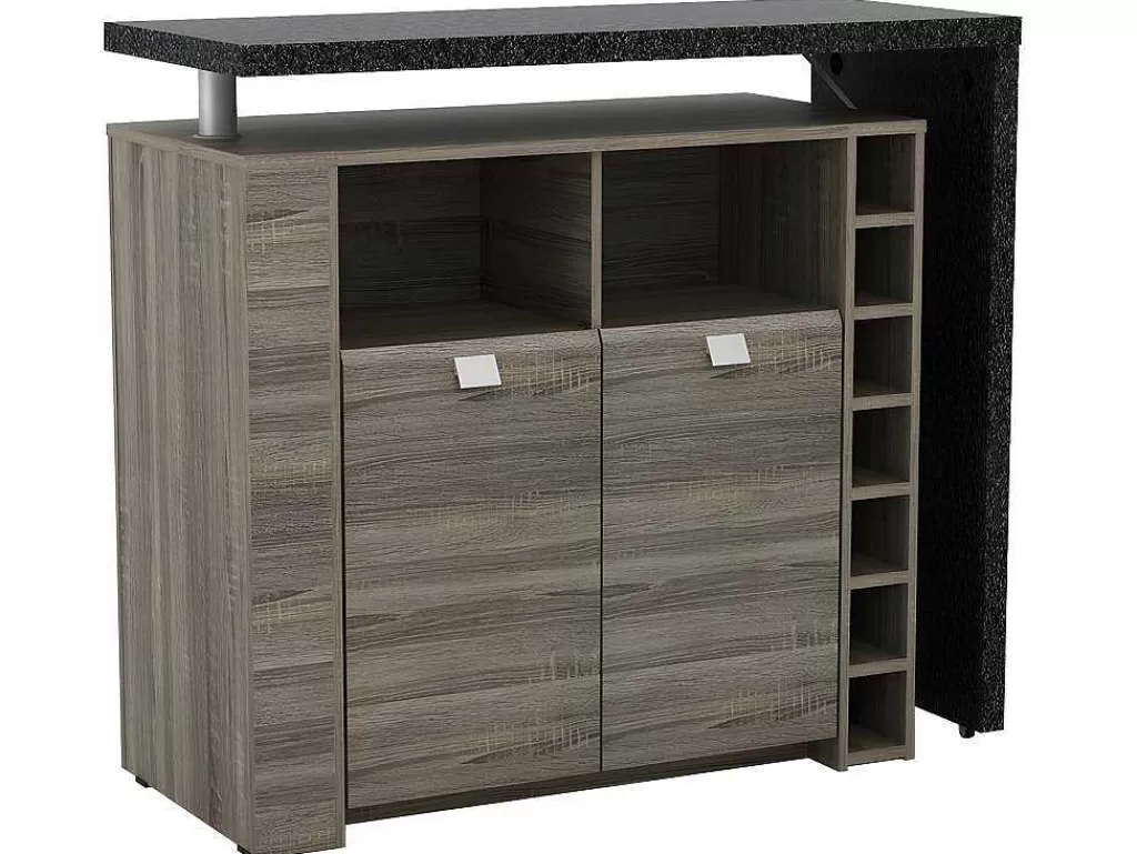 Móvel De Bar*Vente-unique Móvel De Bar Meteorite - 2 Portas E 2 Nichos - Mdf Tampo Efeito Granito