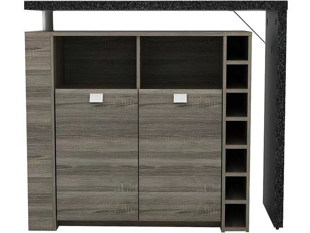Móvel De Bar*Vente-unique Móvel De Bar Meteorite - 2 Portas E 2 Nichos - Mdf Tampo Efeito Granito