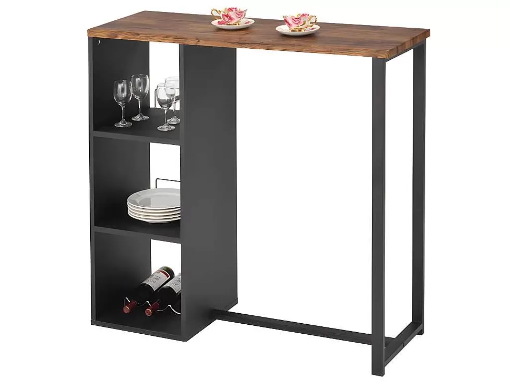 Móvel De Bar*Vente-unique Móvel De Bar Morena - Metal E Mdf - Tampo Efeito Nogueira