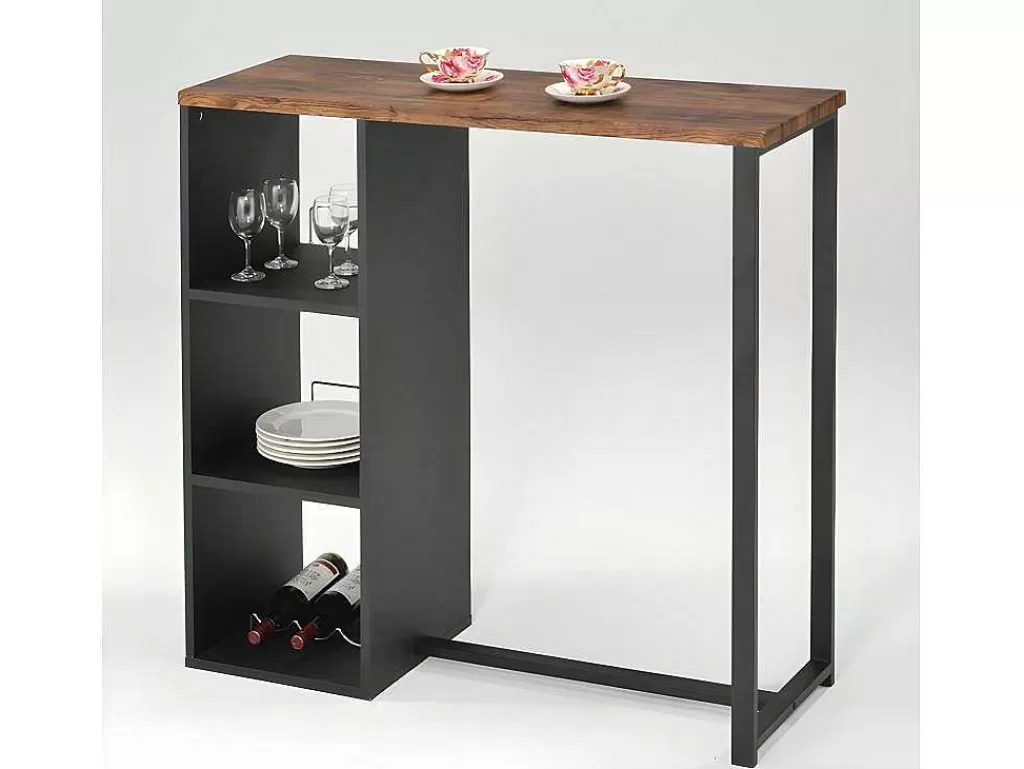 Móvel De Bar*Vente-unique Móvel De Bar Morena - Metal E Mdf - Tampo Efeito Nogueira