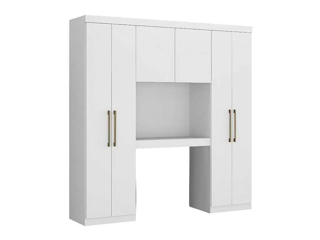 Móvel Para Quarto De Crianças*Vente-unique Móvel De Cama Antero - 6 Portas - Com Armários E Gavetas - C 200 Cm - Branco