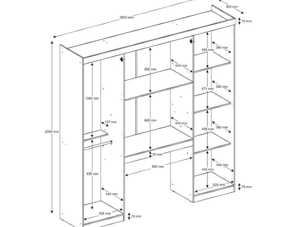 Cabeceira E Ponte De Cama*Vente-unique Móvel De Cama Antero - 6 Portas - Com Armários E Gavetas - C 200 Cm - Carvalho & Marfim