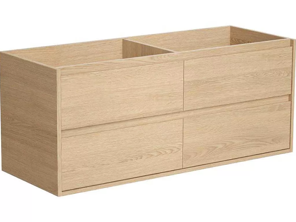 Móvel Lavatório Duplo*Vente-unique Móvel De Casa De Banho Com Lavatório Duplo De Pedra E Espelho, Folha De Carvalho, 120 Cm - Milipam