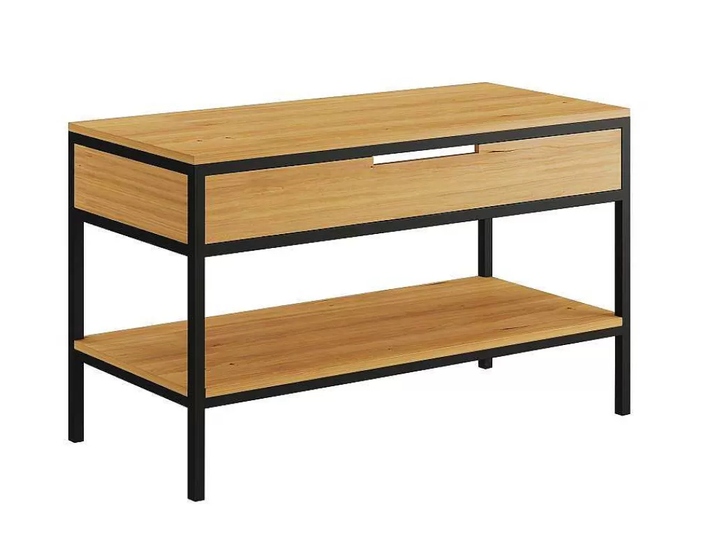 Móvel Lavatório Duplo*Vente-unique Móvel De Casa De Banho Em Teca Clara E Metal Com Lavatório Duplo 120 Cm - Tukad