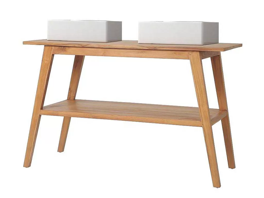Móvel Lavatório Duplo*Vente-unique Móvel De Casa De Banho Em Teca Com Lavatório Duplo De 120 Cm - Bobotsari