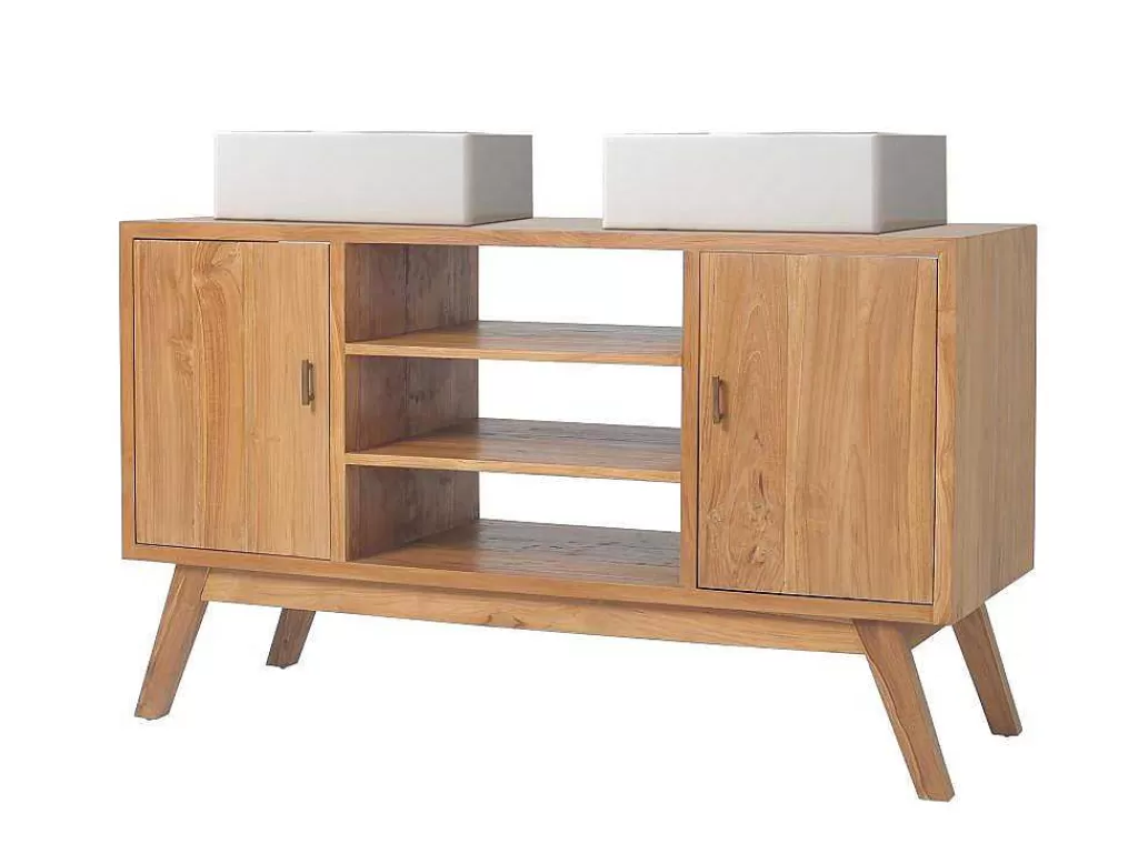 Móvel Lavatório Duplo*Vente-unique Móvel De Casa De Banho Em Teca Com Lavatório Duplo De 135 Cm - Gianyar