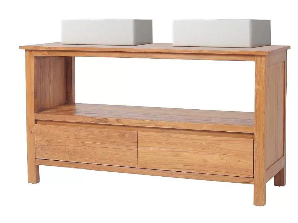Móvel Lavatório Duplo*Vente-unique Móvel De Casa De Banho Em Teca Com Lavatório Duplo De 135 Cm - Ketapang