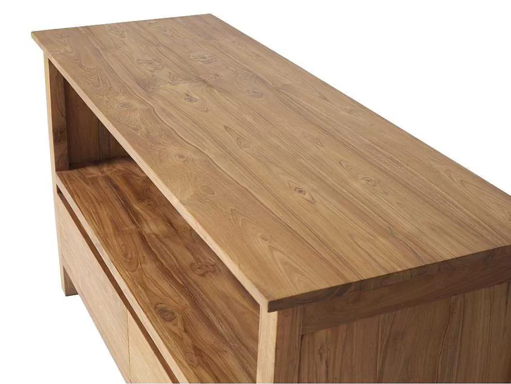 Móvel Lavatório Duplo*Vente-unique Móvel De Casa De Banho Em Teca Com Lavatório Duplo E Espelho De 135 Cm - Ketapang