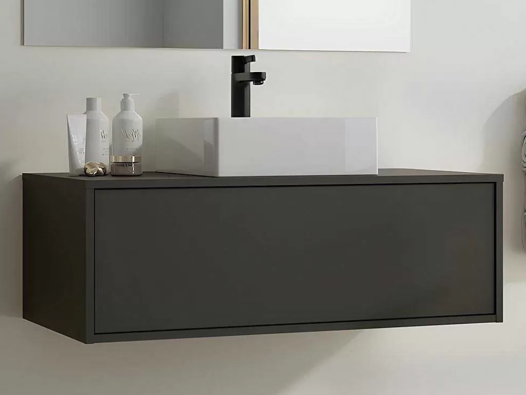 Móvel Lavatório Individual*Vente-unique Móvel De Casa De Banho Suspenso Cinza Antracite Com Lavatório Individual 94 Cm - Teana Ii