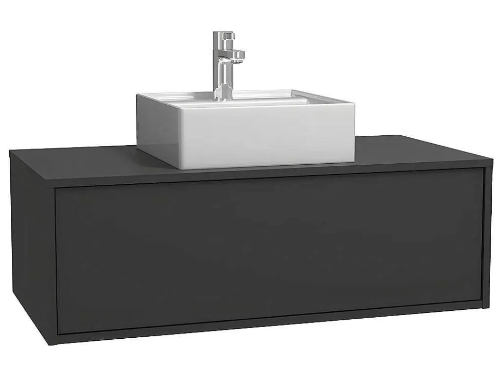 Móvel Lavatório Individual*Vente-unique Móvel De Casa De Banho Suspenso Cinza Antracite Com Lavatório Individual 94 Cm - Teana Ii