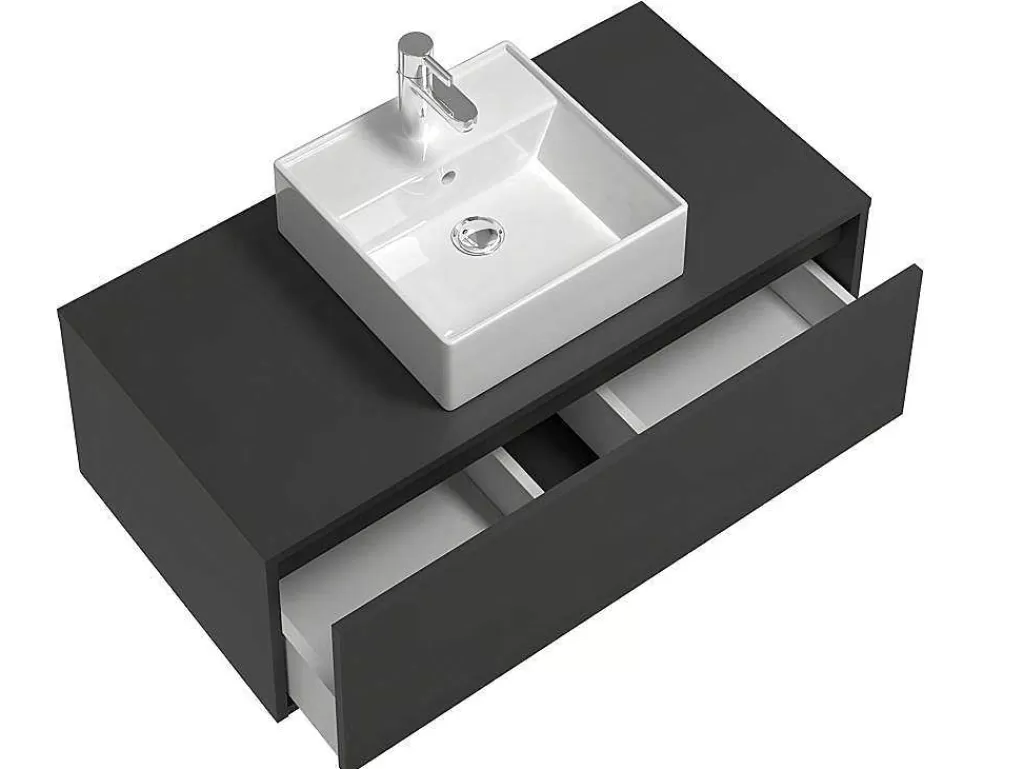 Móvel Lavatório Individual*Vente-unique Móvel De Casa De Banho Suspenso Cinza Antracite Com Lavatório Individual 94 Cm - Teana Ii