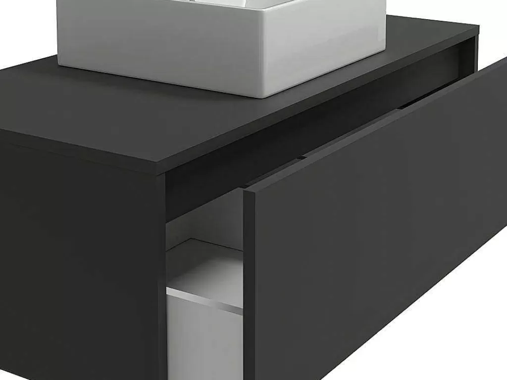 Móvel Lavatório Individual*Vente-unique Móvel De Casa De Banho Suspenso Cinza Antracite Com Lavatório Individual 94 Cm - Teana Ii