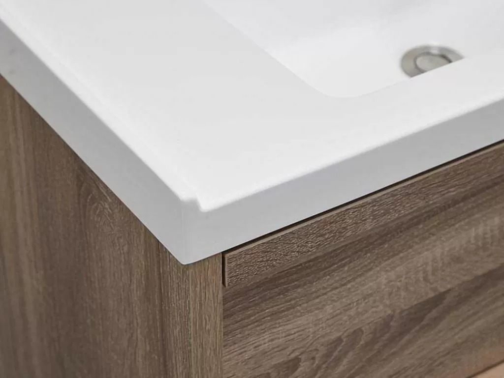 Móvel Lavatório Duplo*Vente-unique Móvel De Casa De Banho Suspenso Com Lavatório De Encastrar Cor Natural Clara 120 Cm - Quadra