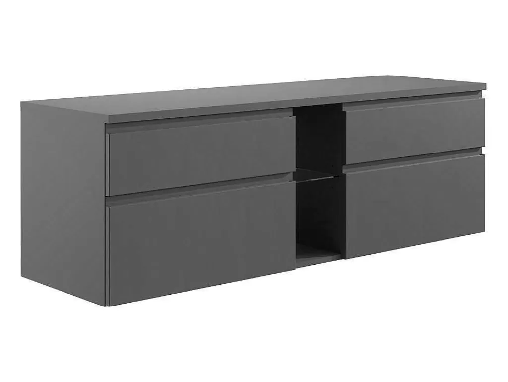 Móvel Lavatório Duplo*Vente-unique Móvel De Casa De Banho Suspenso Com Lavatório Duplo Cinza 150 Cm - Magdalena Ii
