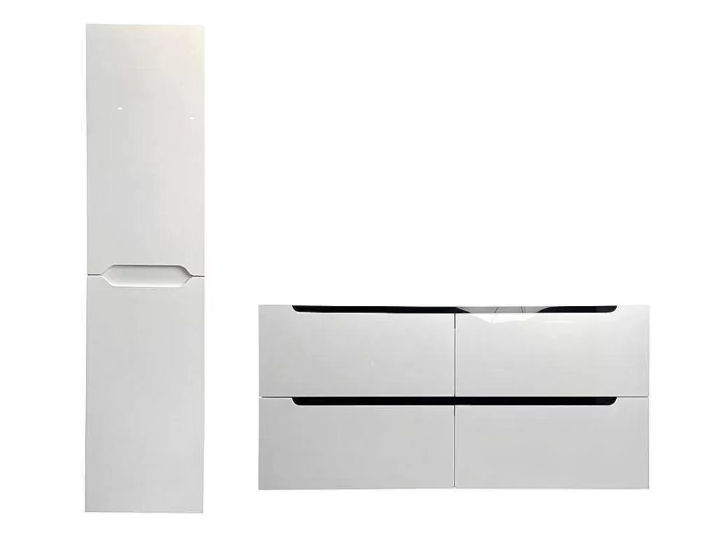 Móvel Lavatório Duplo*Vente-unique Móvel De Casa De Banho Suspenso Com Lavatório Duplo De Encastrar E Coluna Branco 120 Cm - Selita