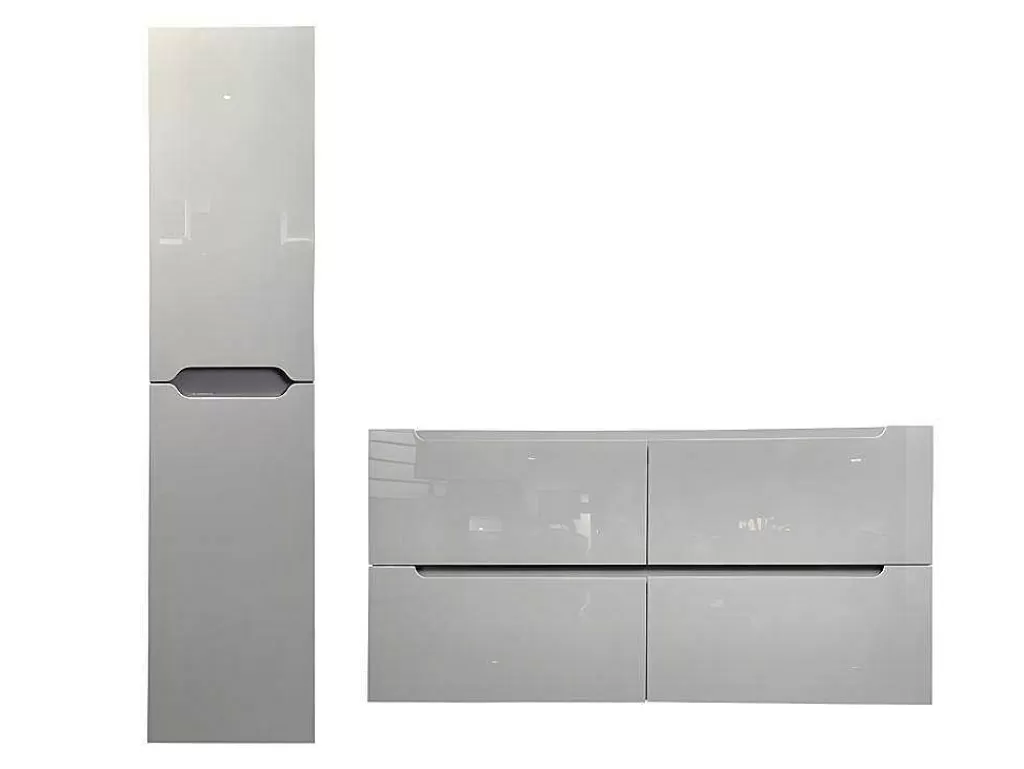 Móvel Lavatório Duplo*Vente-unique Móvel De Casa De Banho Suspenso Com Lavatório Duplo De Encastrar E Coluna Cinzento 120 Cm - Selita