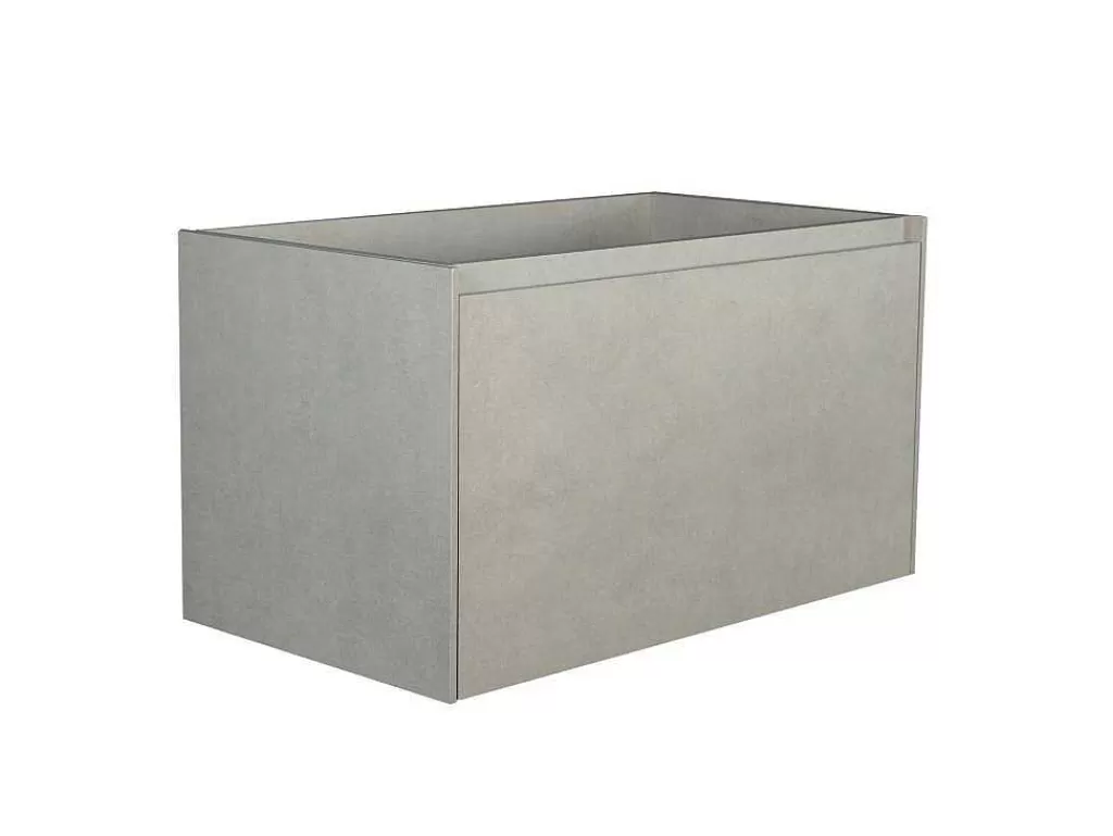Móvel Lavatório Individual*Vente-unique Móvel De Casa De Banho Suspenso Com Lavatório Embutido Cinza Cimento, 80 Cm - Sosthene