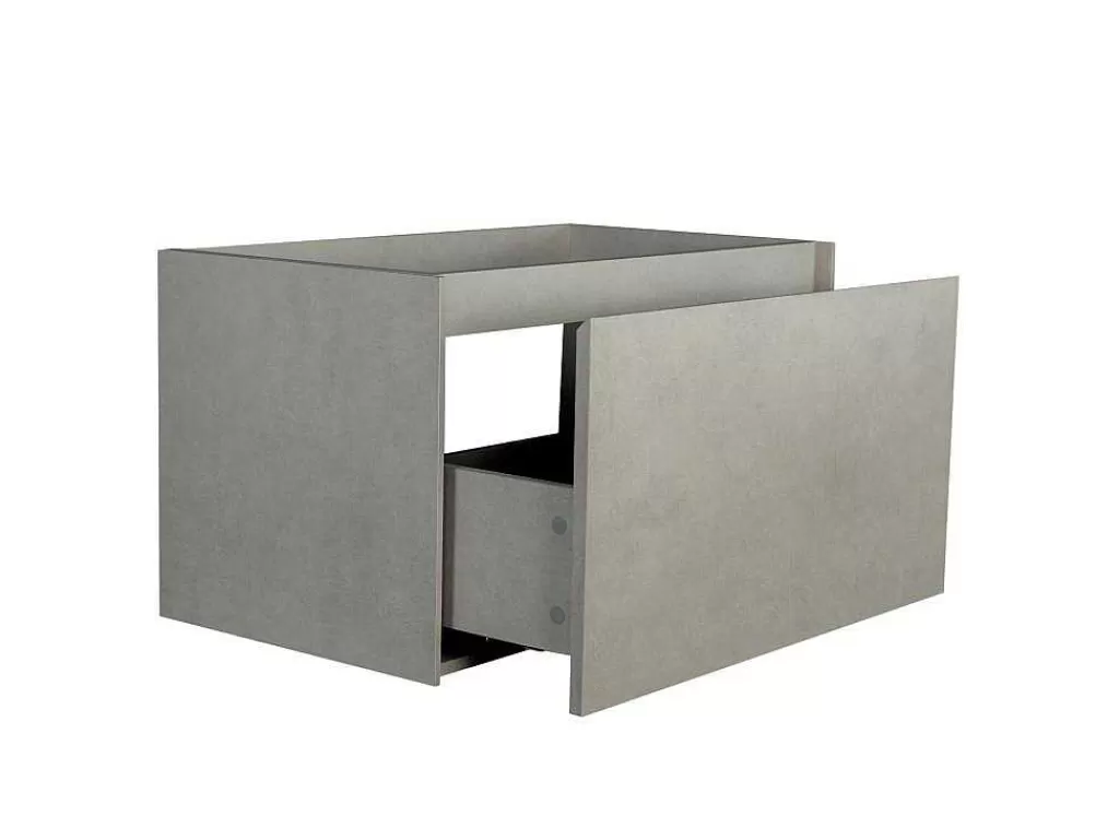 Móvel Lavatório Individual*Vente-unique Móvel De Casa De Banho Suspenso Com Lavatório Embutido Cinza Cimento, 80 Cm - Sosthene