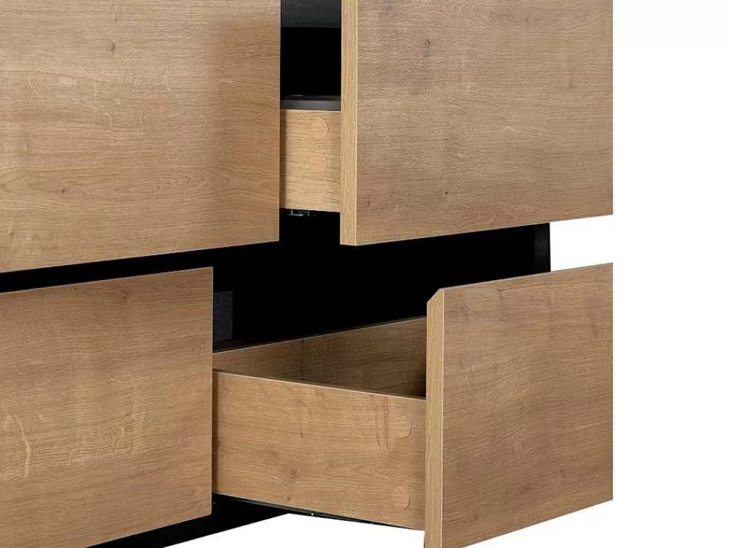 Móvel Lavatório Duplo*Vente-unique Móvel De Casa De Banho Suspenso Com Lavatório Embutido Cor Natural Clara E Preto 120 Cm - Lannick