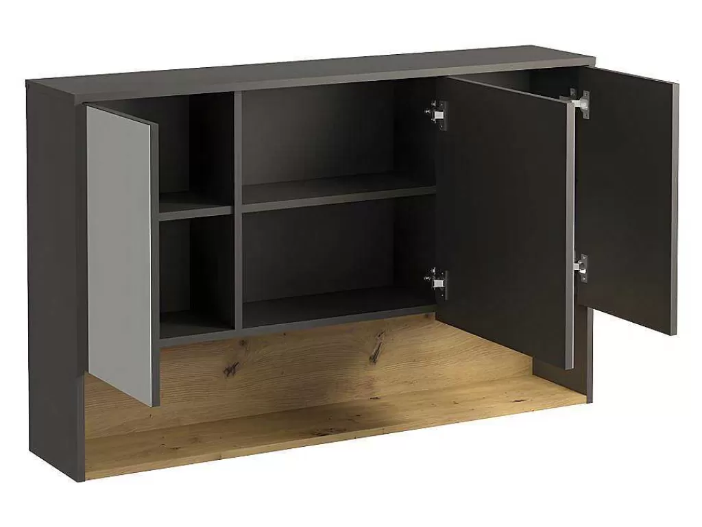Móvel Lavatório Duplo*Vente-unique Móvel De Casa De Banho Suspenso Cor Antracite Com Lavatório Duplo E Armário De Casa De Banho De 120 Cm - Yangra